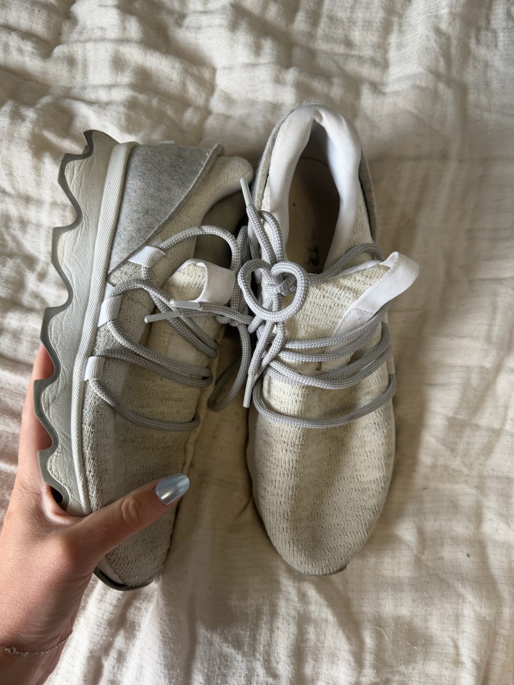Sorel Women's Light Gray Knit Athletic Sneakers